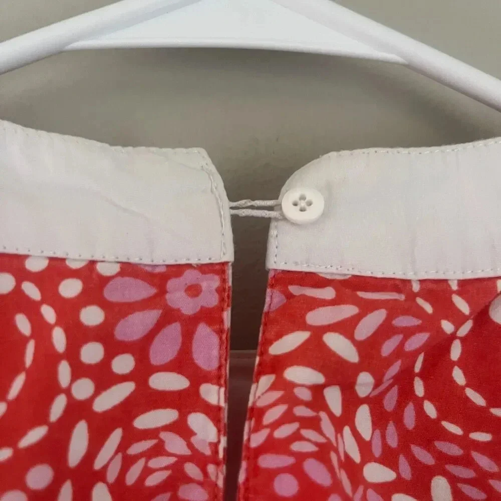 Gymboree Girls Orange Pink Blouse 5 Short Sleeve Dolman Floral Cotton Spring